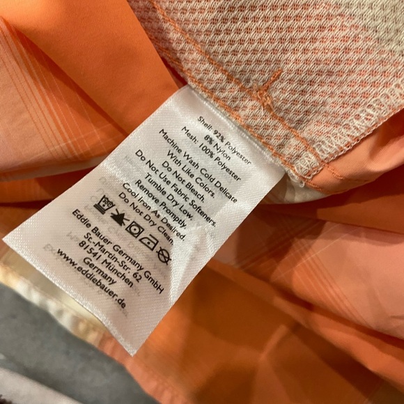 Eddie Bauer Size LT Orange Coral Vented Short Sleeve Button Down Hiking Shirt - Picture 14 of 14